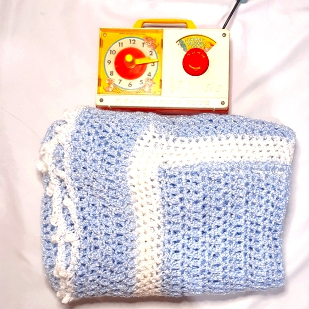 Hand-made Crochet Baby Blue Baby Blanket